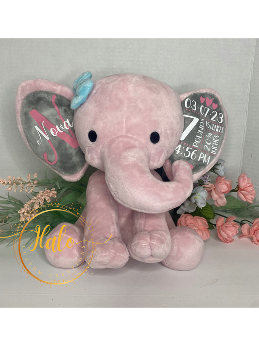 Birth Announcement Stuffed Elephant